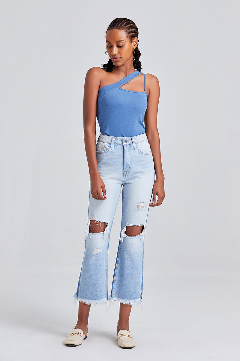 HIGH RISE STRAIGHT LEG JEANS BYT5120 by Bayeas