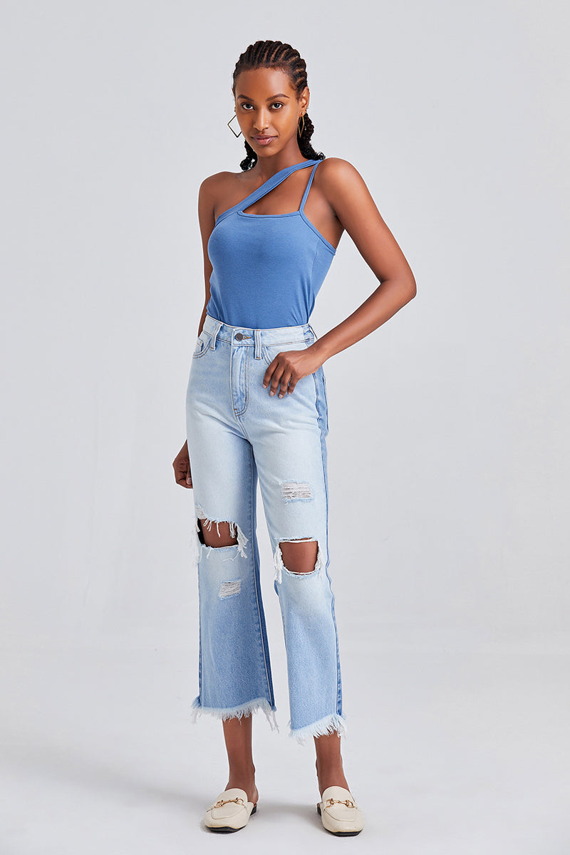 HIGH RISE STRAIGHT LEG JEANS BYT5120 by Bayeas