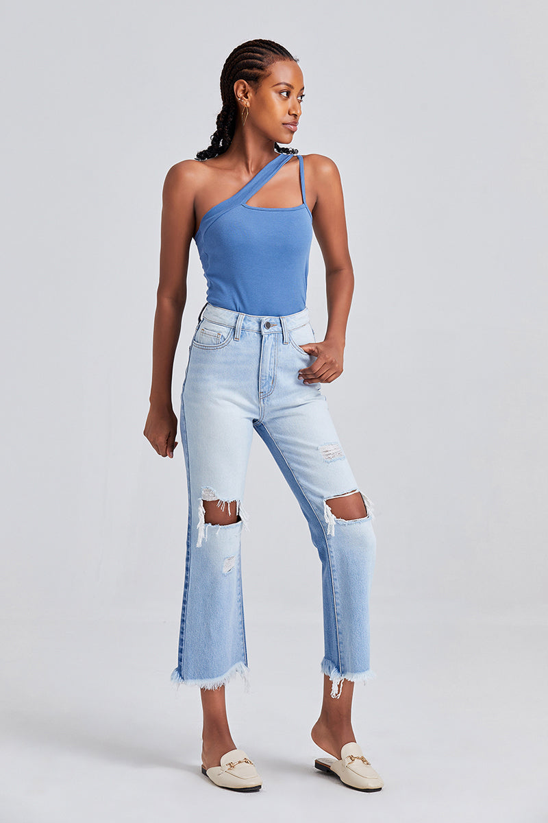 HIGH RISE STRAIGHT LEG JEANS BYT5120 by Bayeas