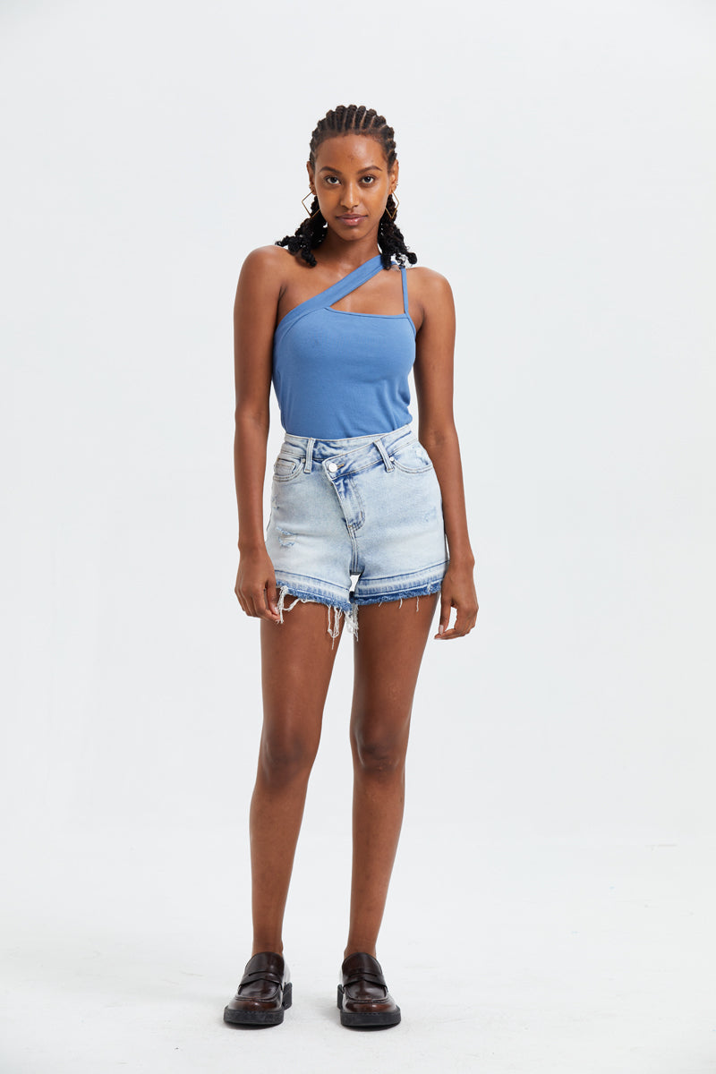 HIGH RISE DENIM SHORTS BYH6001 by Bayeas