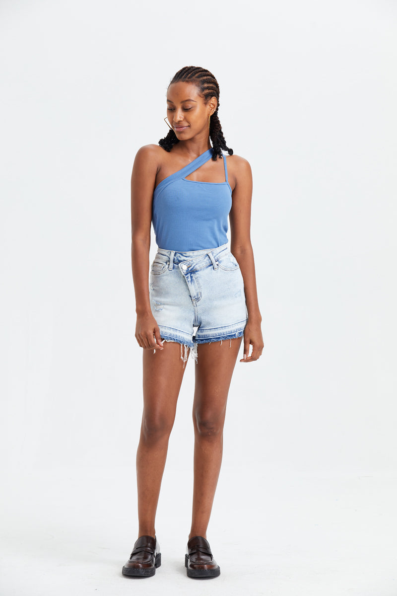 HIGH RISE DENIM SHORTS BYH6001 by Bayeas