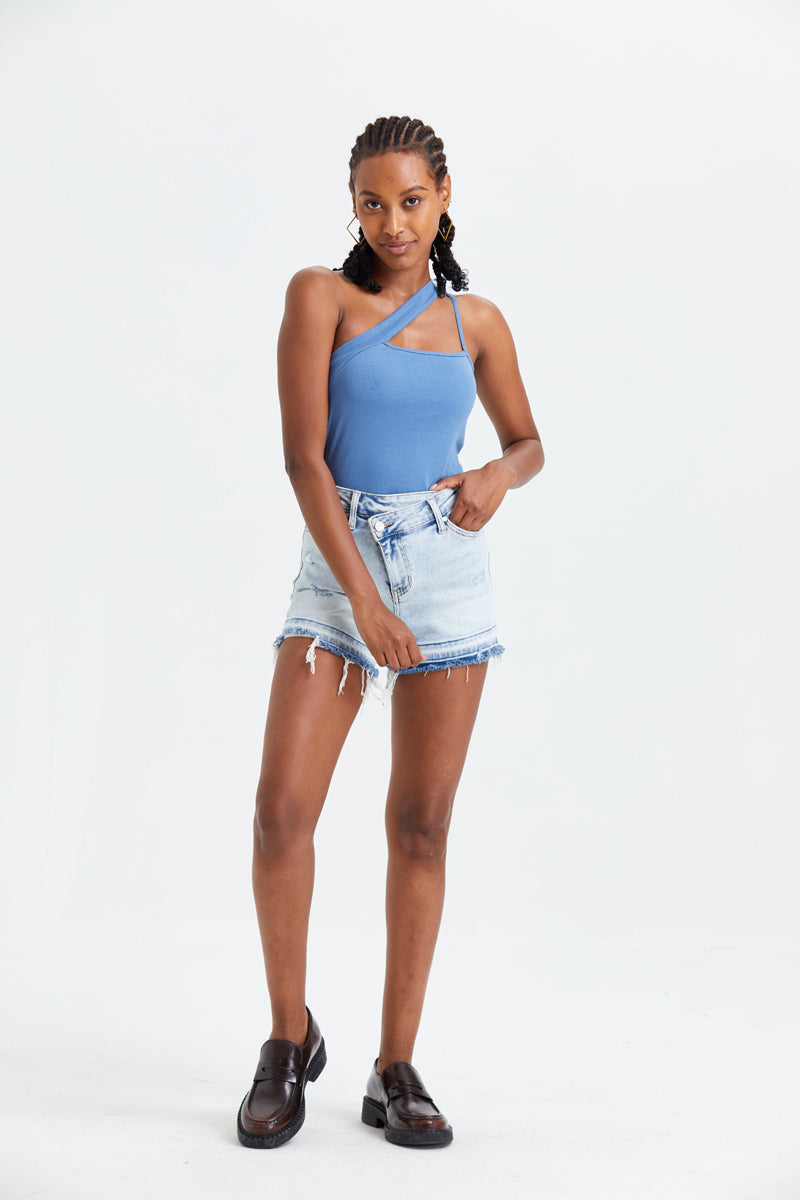 HIGH RISE DENIM SHORTS BYH6001 by Bayeas