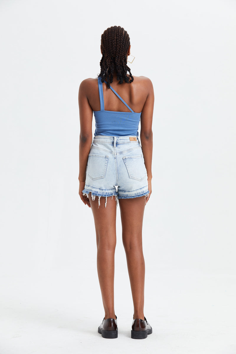 HIGH RISE DENIM SHORTS BYH6001 by Bayeas