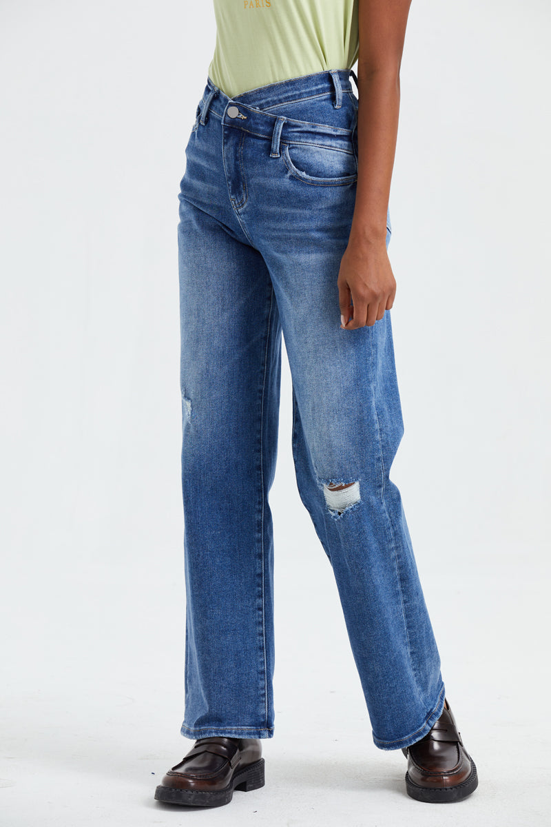 HIGH RISE WIDE LEG JEANS BYW8003 by Bayeas