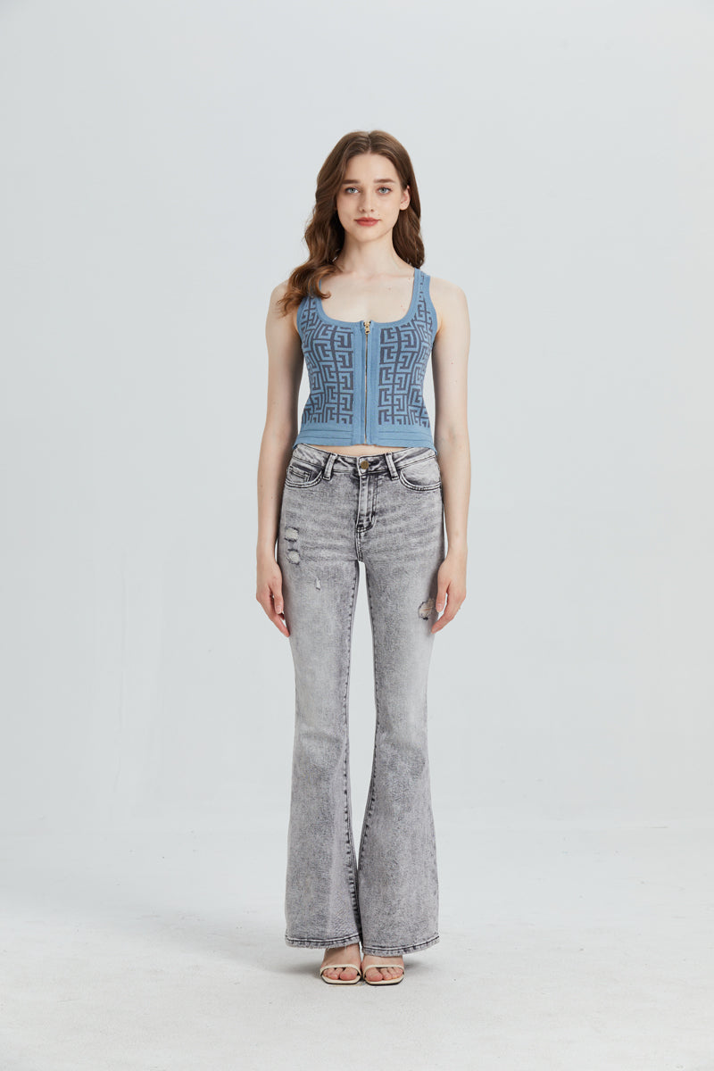 HIGH RISE FLARE JEANS BYF1030 by Bayeas