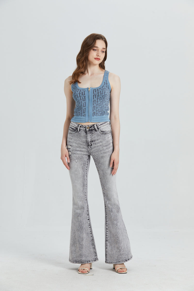 HIGH RISE FLARE JEANS BYF1030 by Bayeas