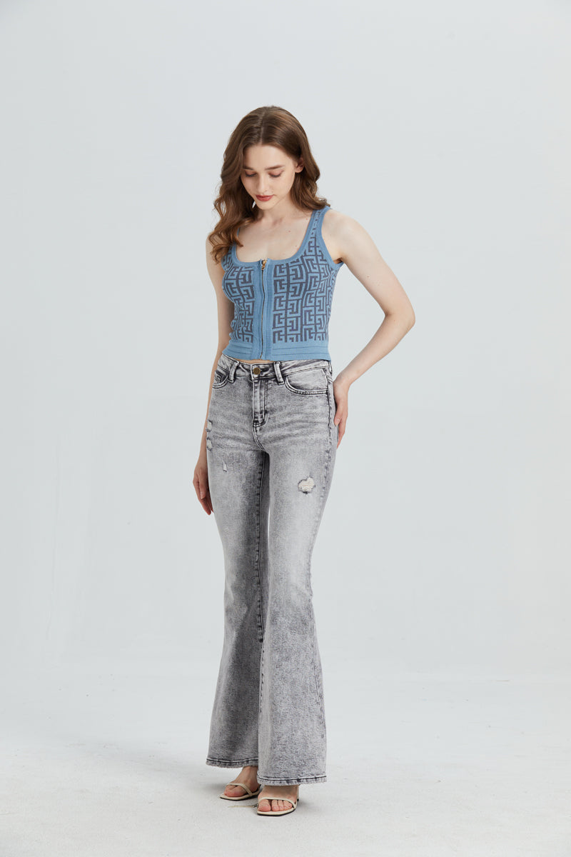 HIGH RISE FLARE JEANS BYF1030 by Bayeas