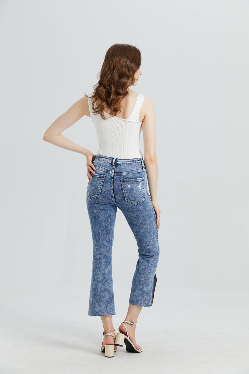 HIGH RISE FLARE JEANS BYF1031 by Bayeas