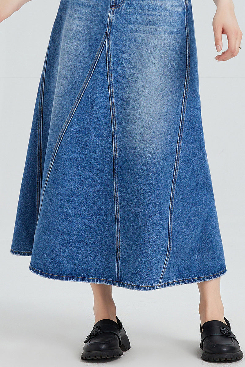 Washed Denim A-Line Skirt BYK7019 by Bayeas