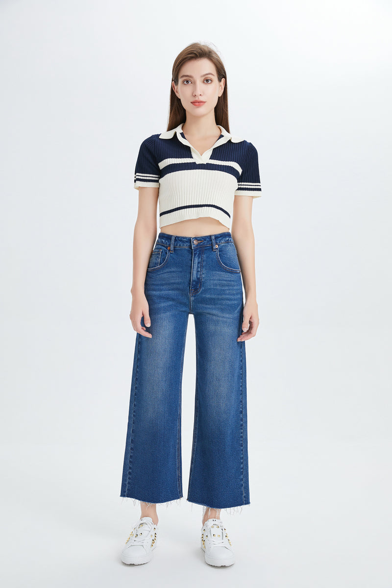 HIGH RISE WIDE LEG JEANS BYW8015 by Bayeas