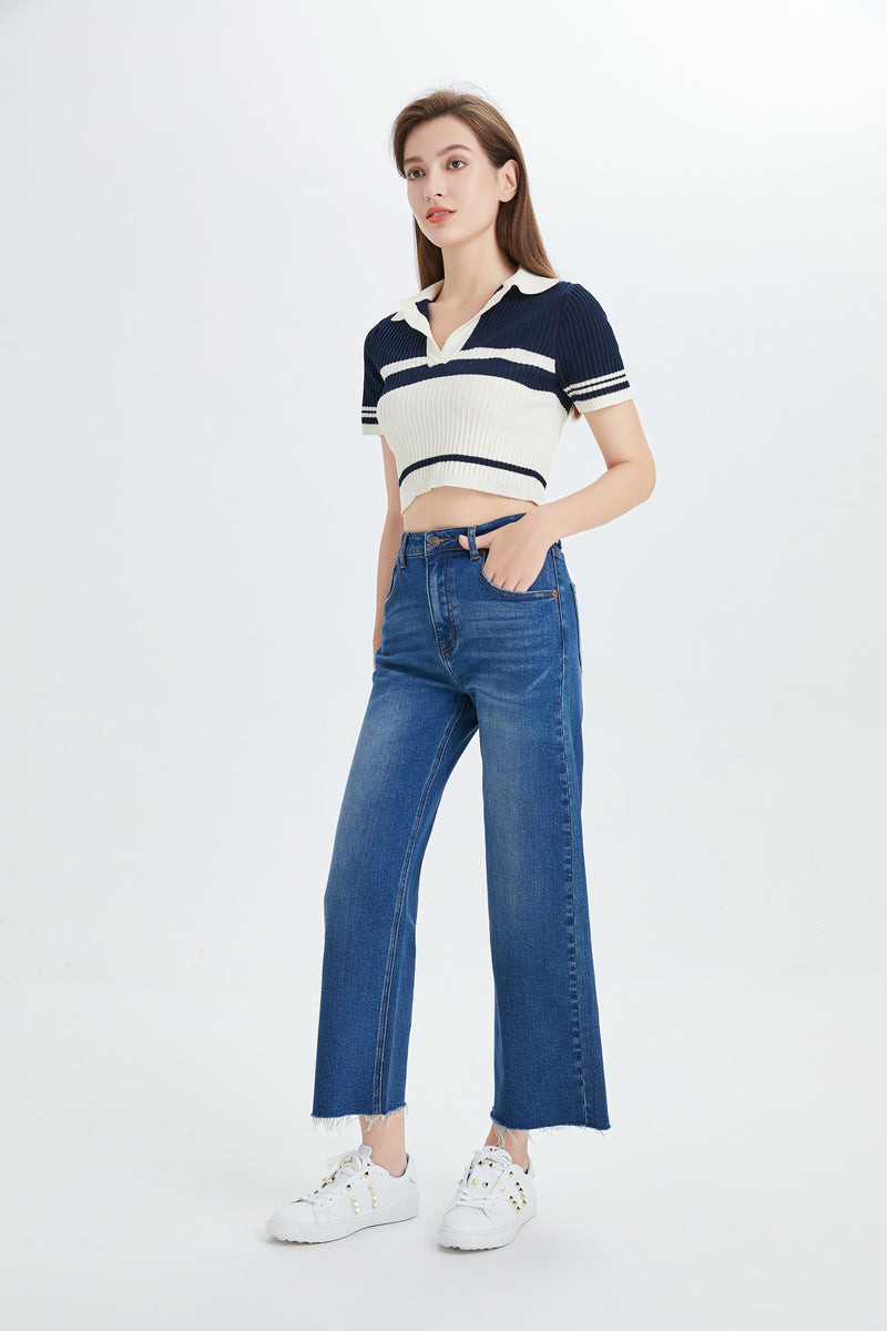 HIGH RISE WIDE LEG JEANS BYW8015 by Bayeas