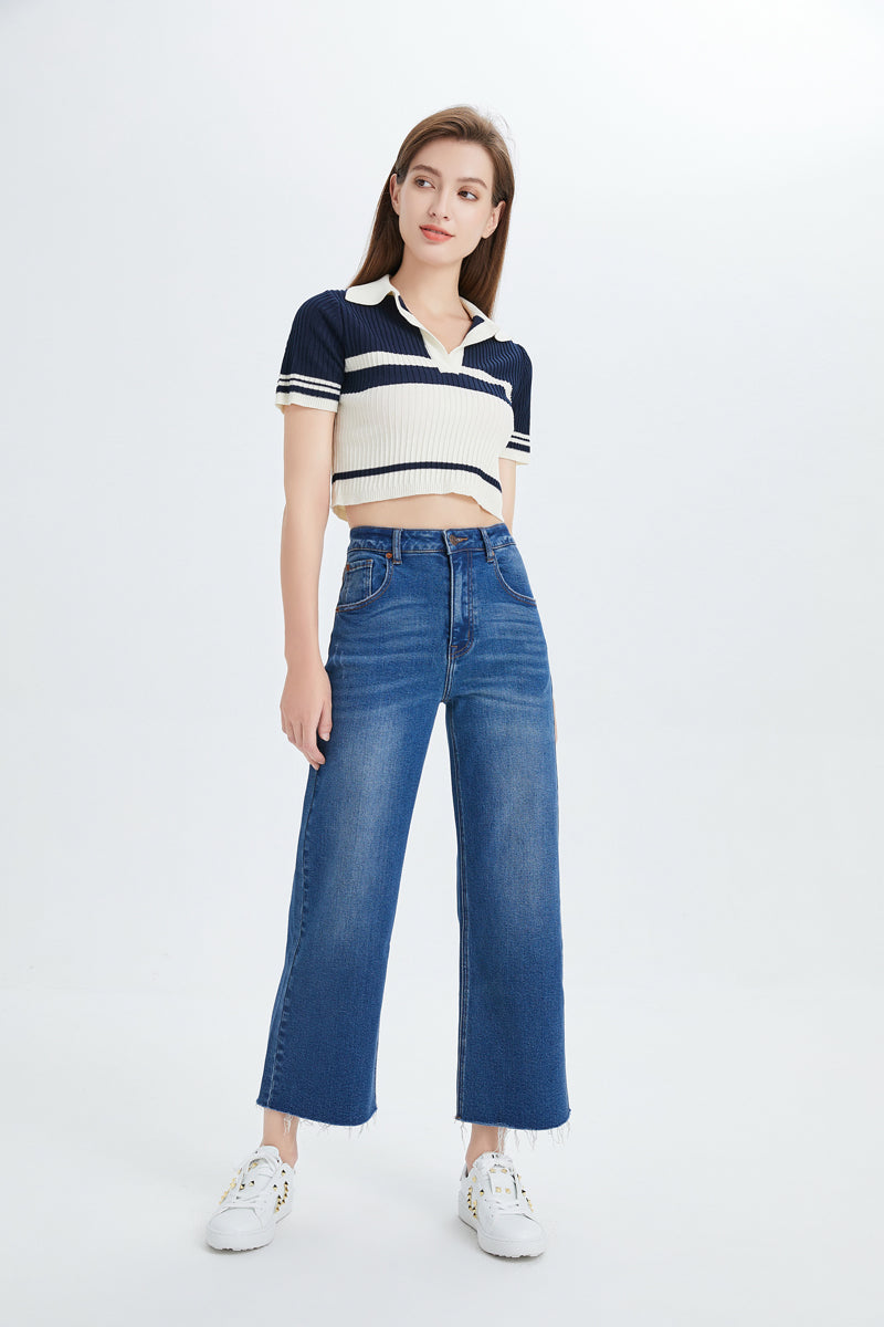 HIGH RISE WIDE LEG JEANS BYW8015 by Bayeas