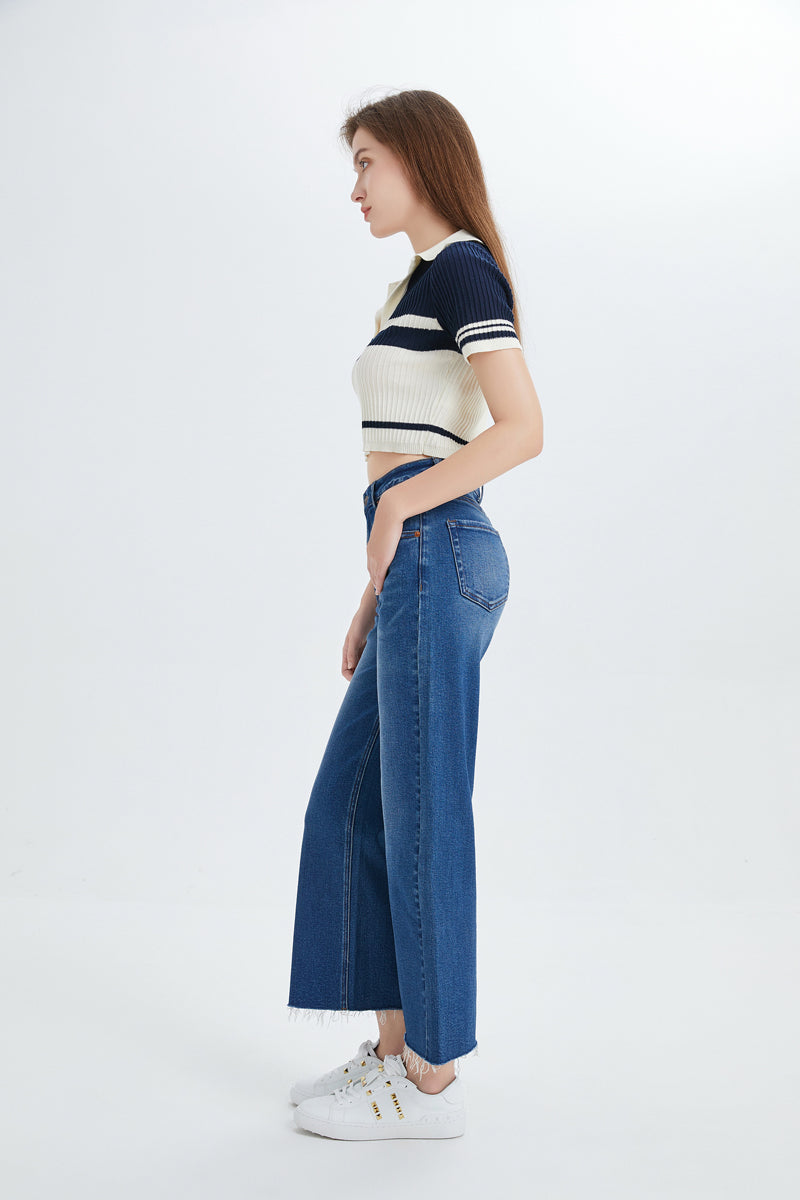 HIGH RISE WIDE LEG JEANS BYW8015 by Bayeas