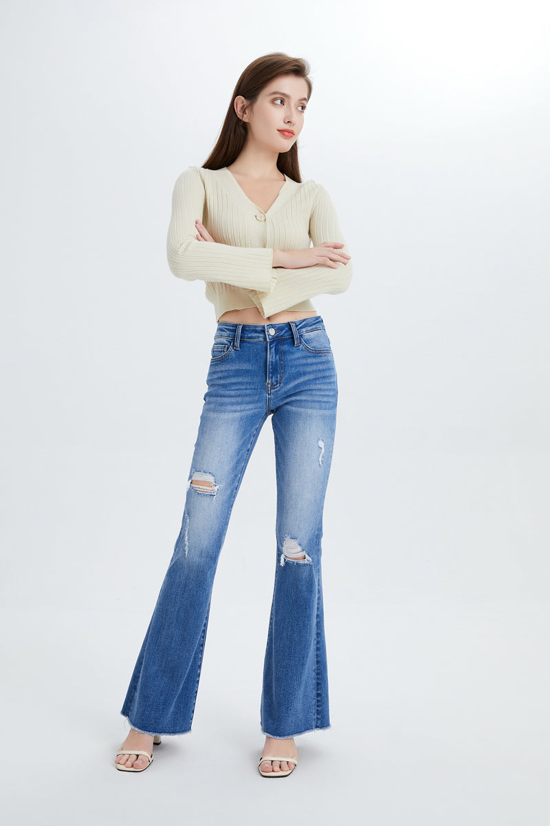 MID RISE FLARE JEANS BYF1011 MB by Bayeas