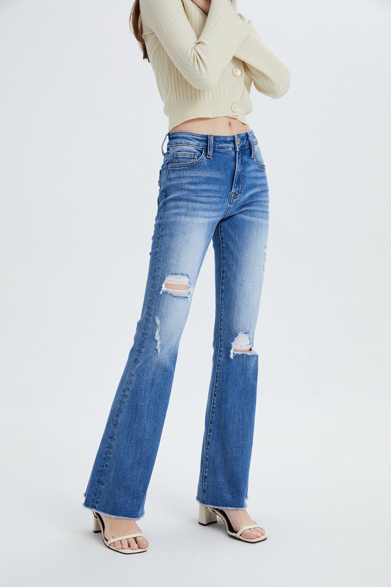 MID RISE FLARE JEANS BYF1011 MB by Bayeas