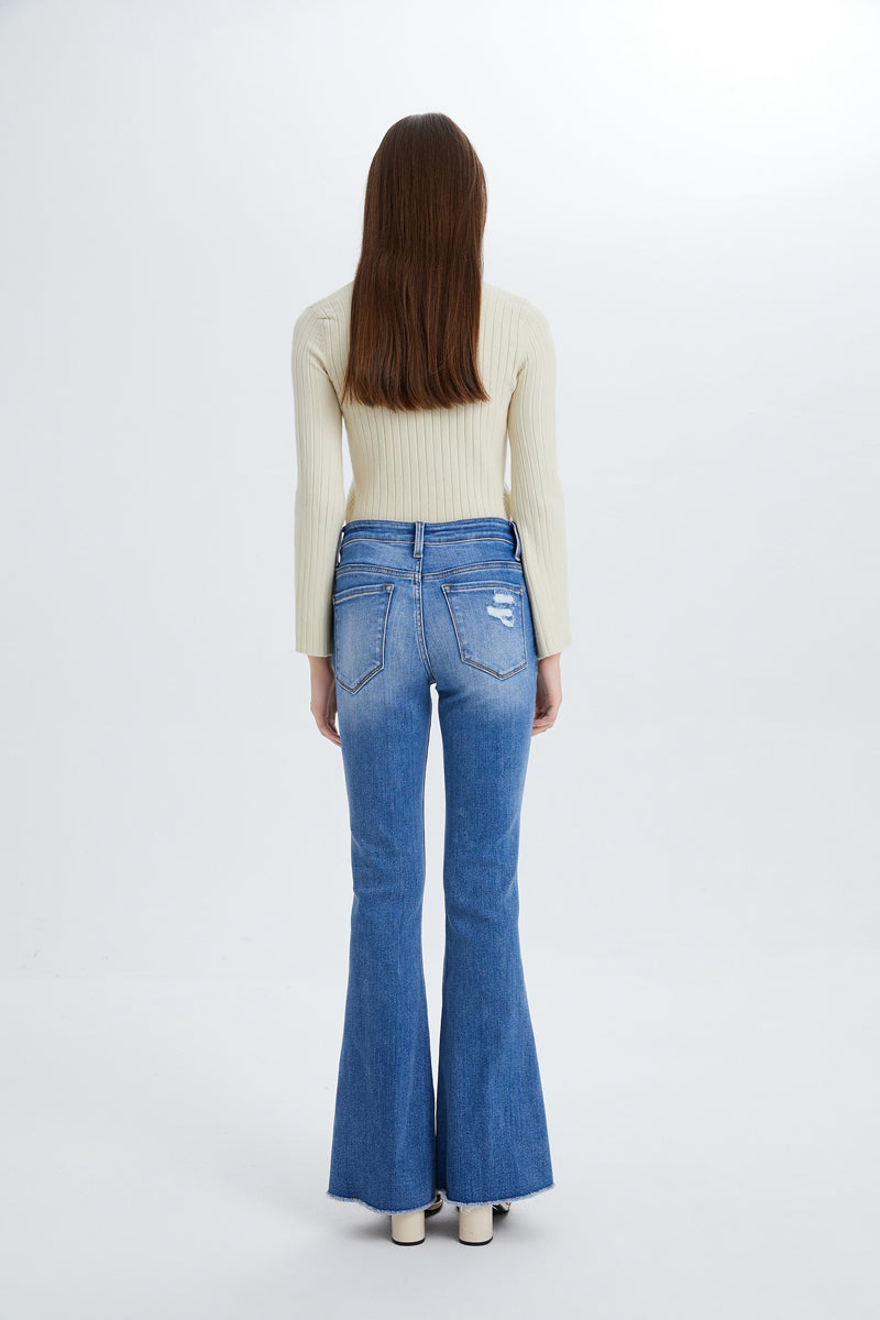 MID RISE FLARE JEANS BYF1011 MB by Bayeas