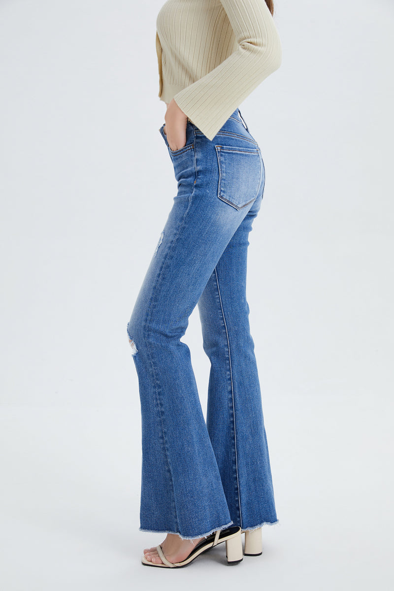 MID RISE FLARE JEANS BYF1011 MB by Bayeas