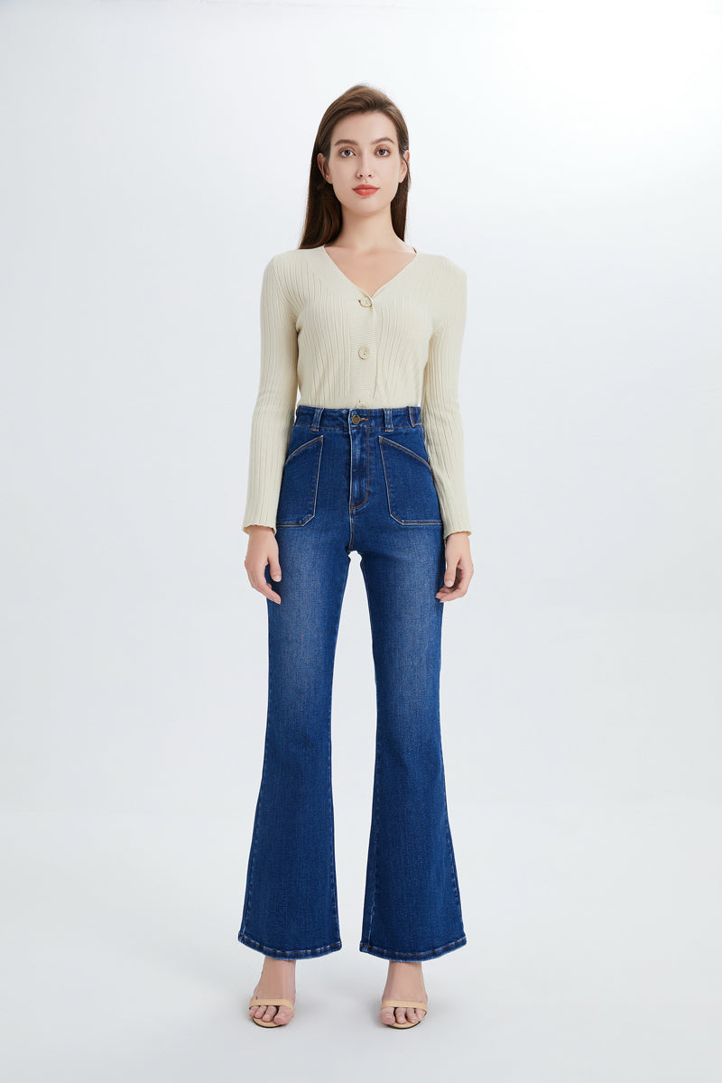 HIGH RISE FLARE JEANS BYF1088 by Bayeas