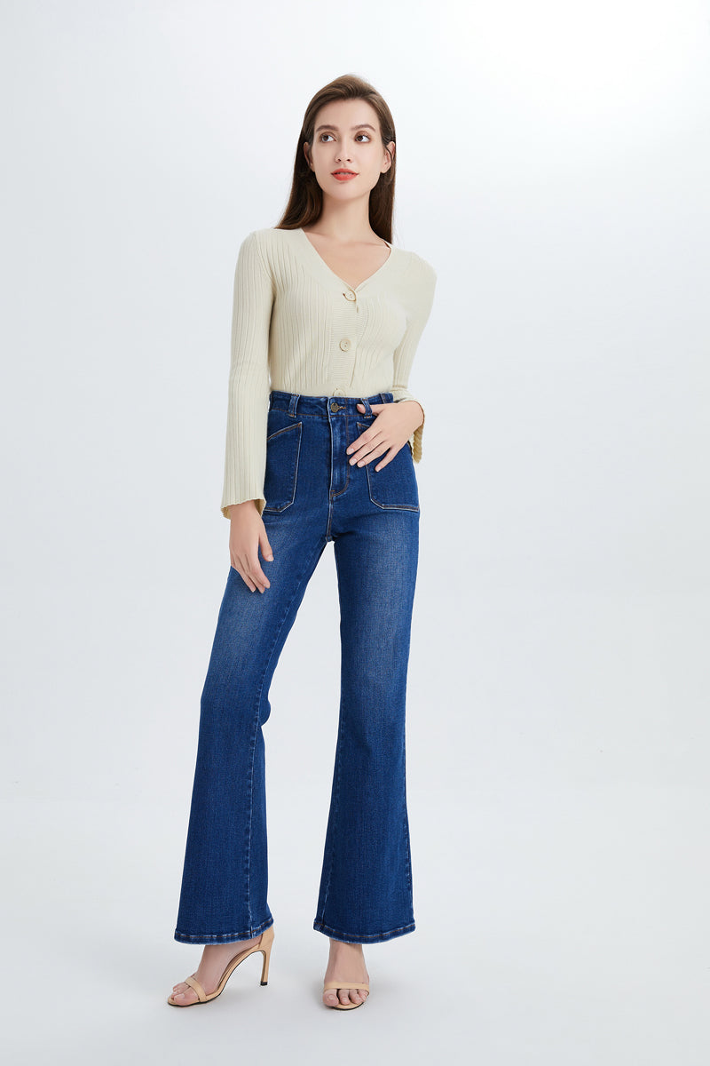 HIGH RISE FLARE JEANS BYF1088 by Bayeas