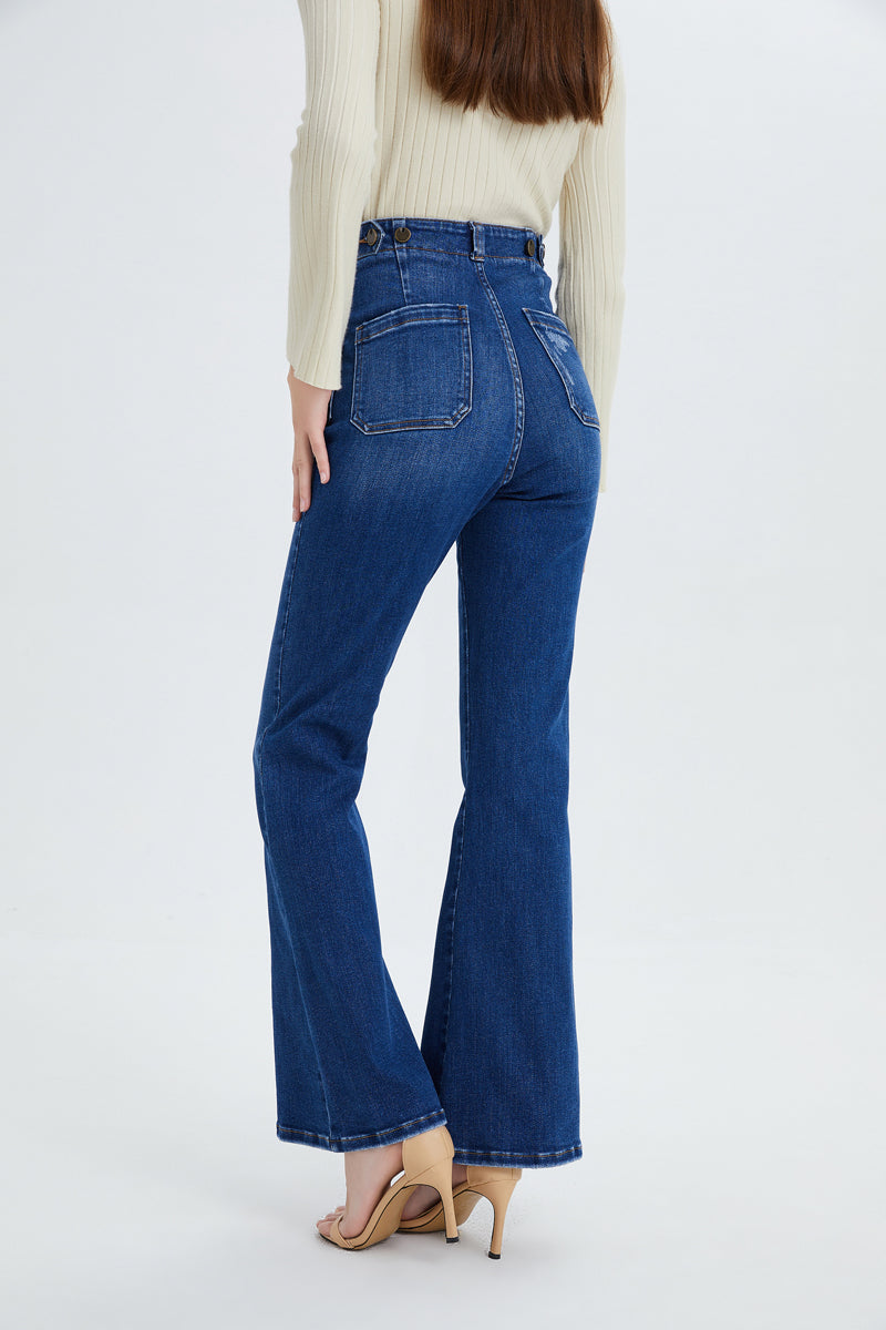 HIGH RISE FLARE JEANS BYF1088 by Bayeas