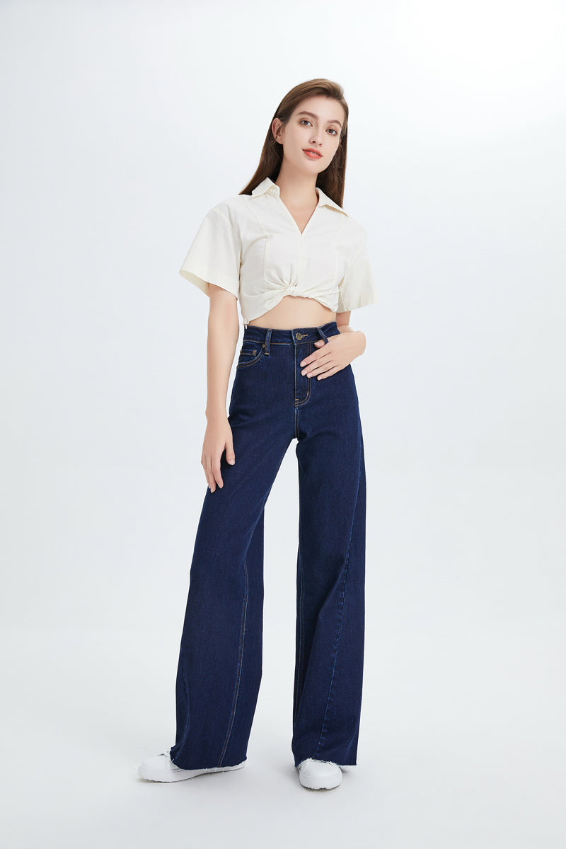 HIGH RISE WIDE LEG JEANS BYW8052 by Bayeas