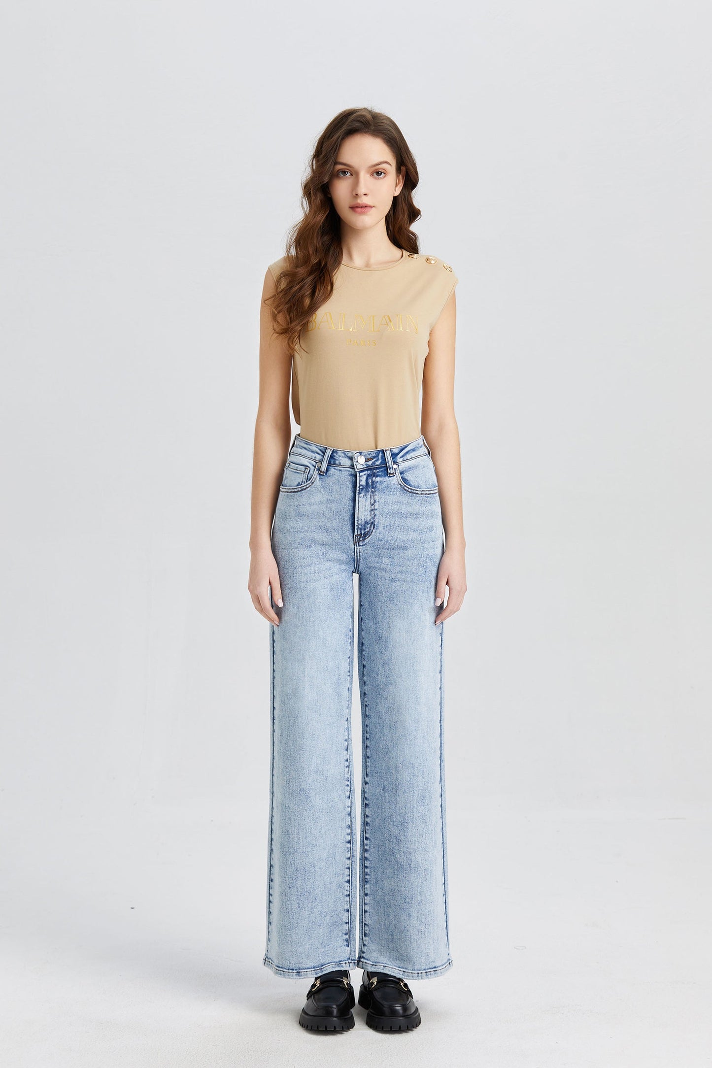 HIGH RISE WIDE LEG JEANS BYW8007 by Bayeas