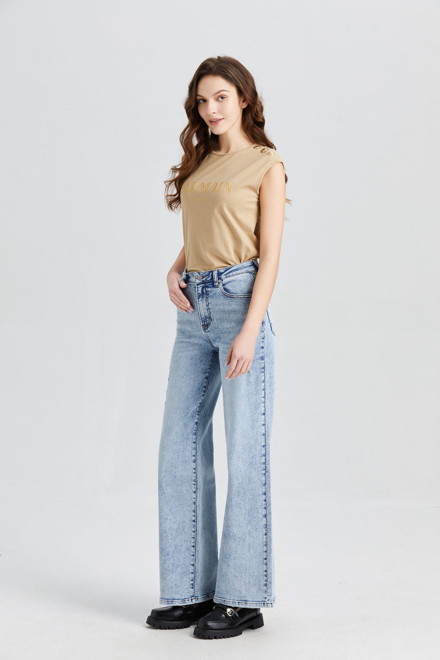 HIGH RISE WIDE LEG JEANS BYW8007 by Bayeas