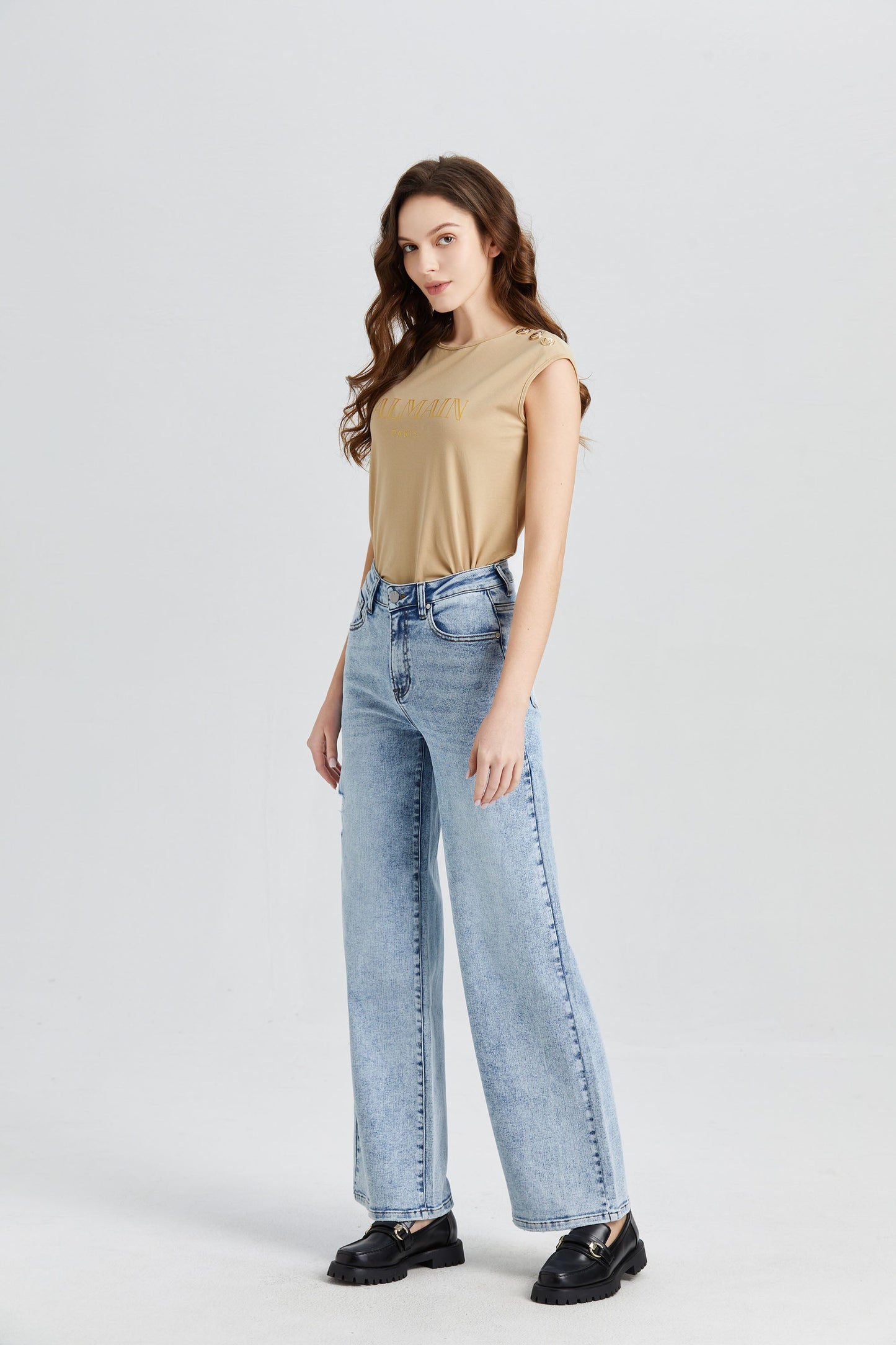 HIGH RISE WIDE LEG JEANS BYW8007 by Bayeas