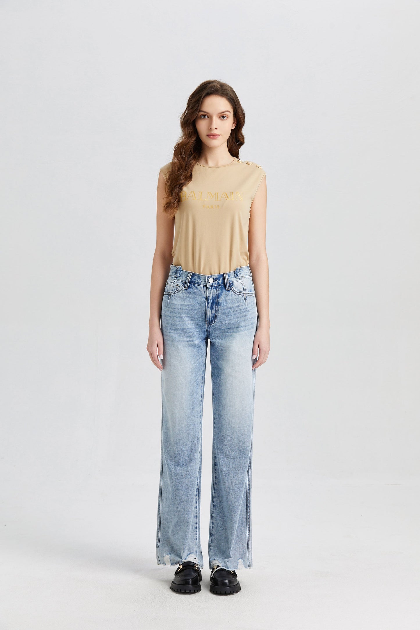 HIGH RISE WIDE LEG JEANS BYW8007 by Bayeas