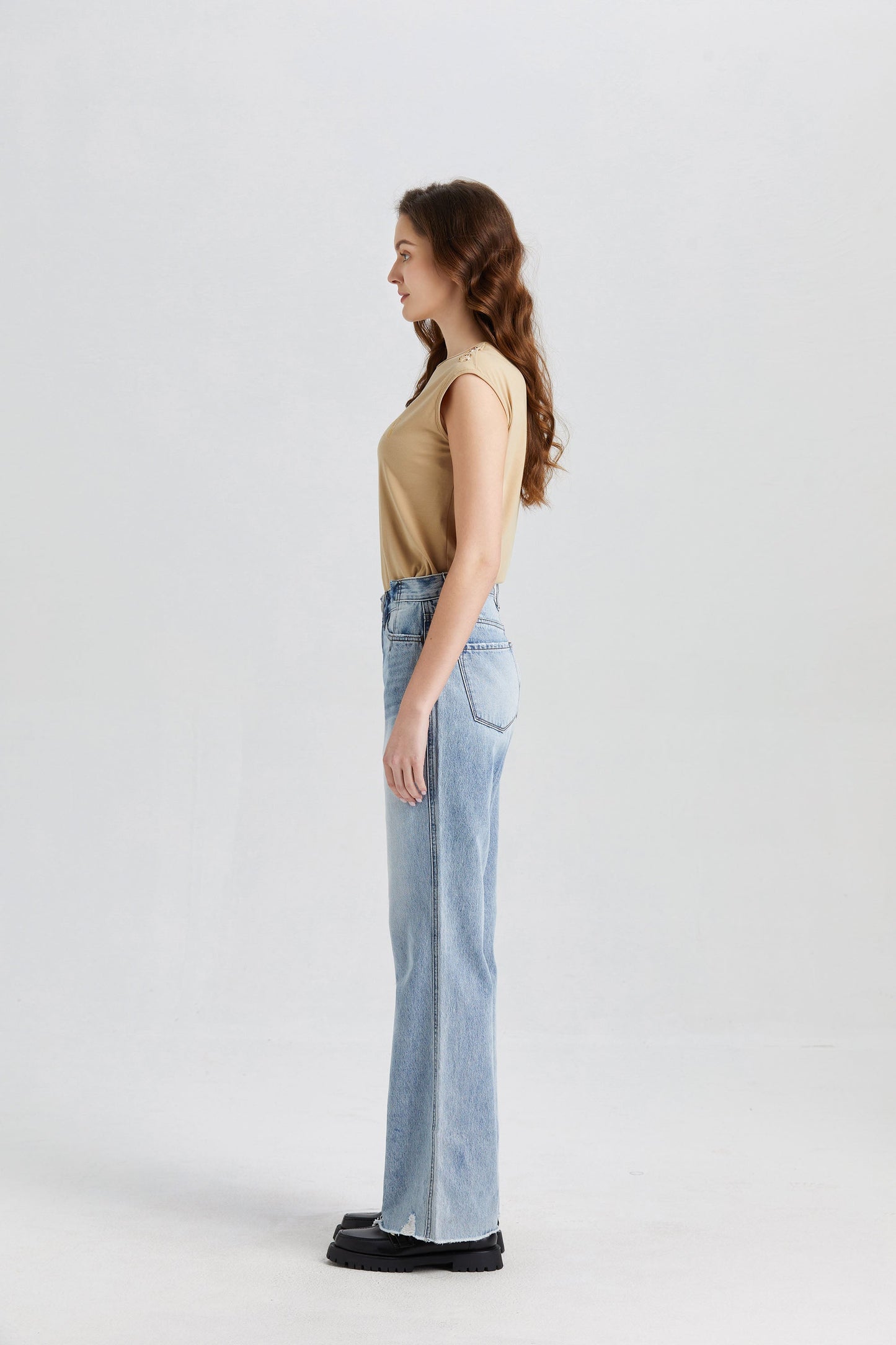 HIGH RISE WIDE LEG JEANS BYW8007 by Bayeas