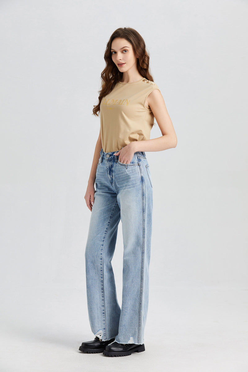 HIGH RISE WIDE LEG JEANS BYW8004 by Bayeas