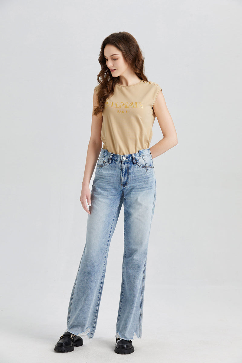 HIGH RISE WIDE LEG JEANS BYW8004 by Bayeas