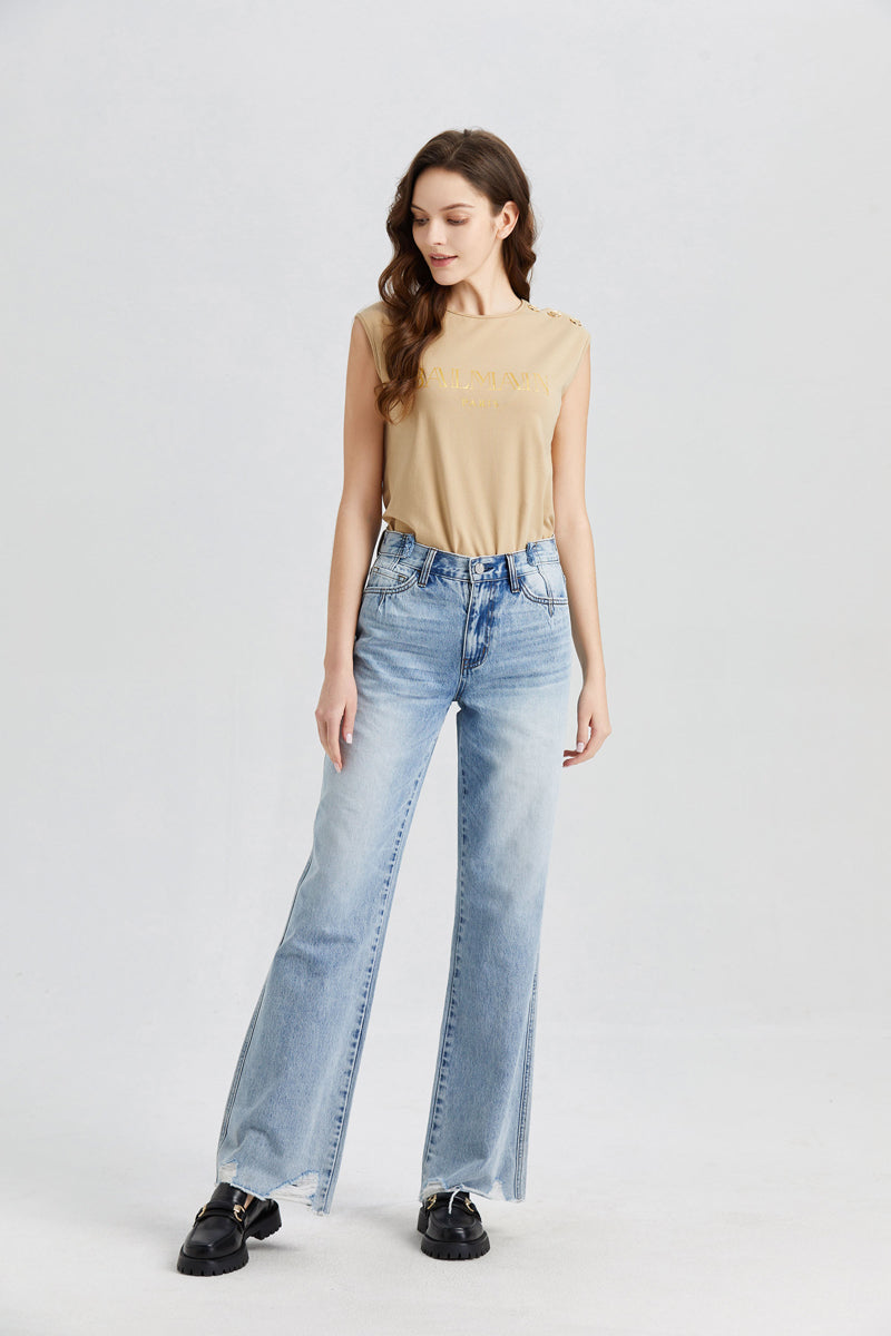 HIGH RISE WIDE LEG JEANS BYW8004 by Bayeas