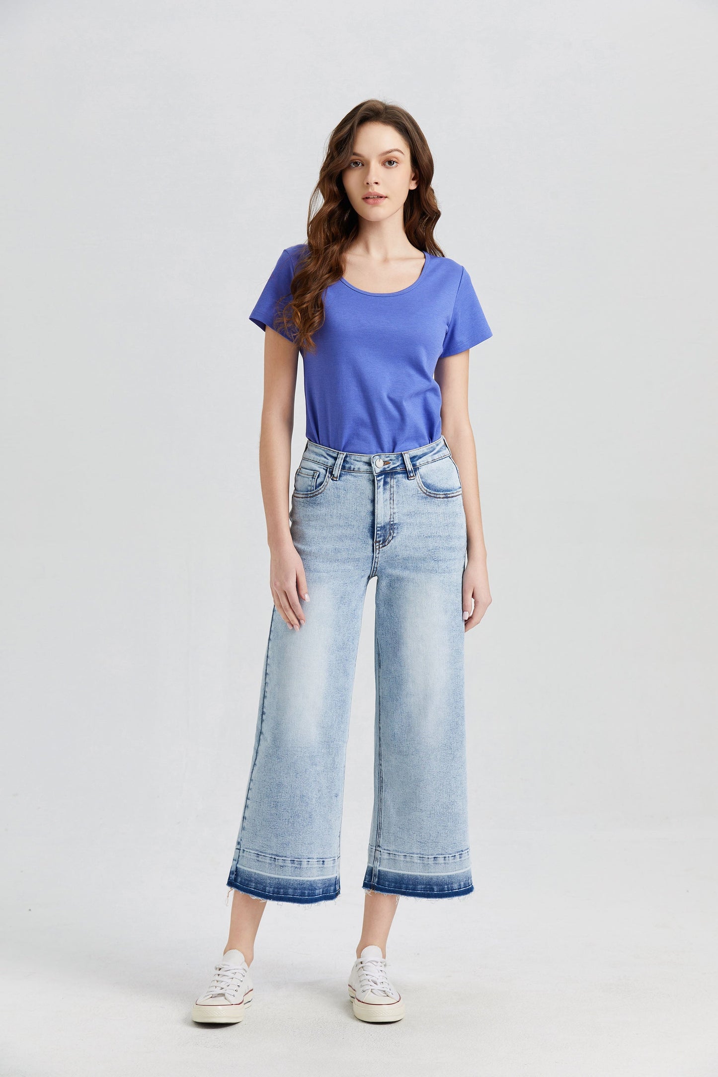 HIGH RISE WIDE LEG JEANS BYW8006-P by Bayeas