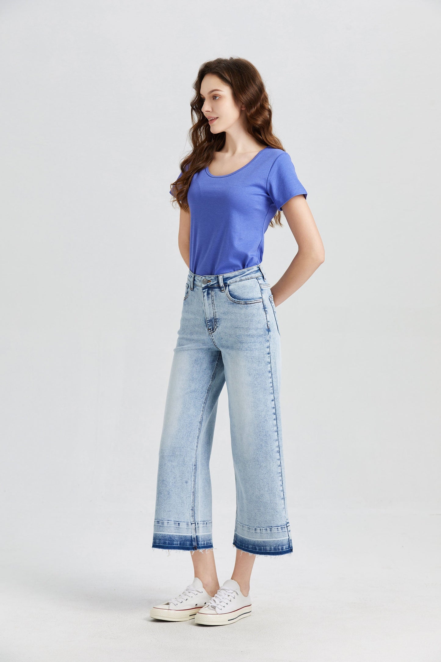 HIGH RISE WIDE LEG JEANS BYW8006-P by Bayeas