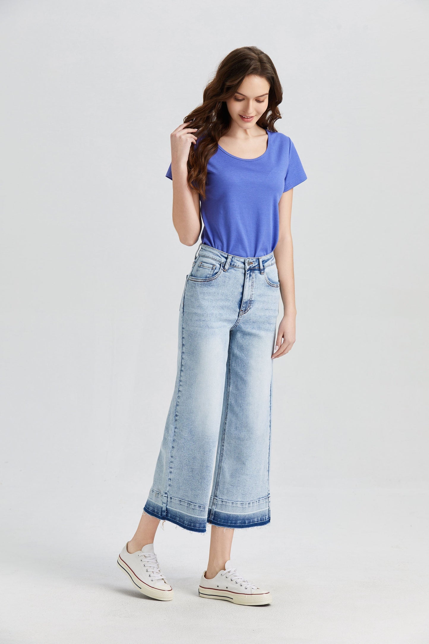 HIGH RISE WIDE LEG JEANS BYW8006-P by Bayeas