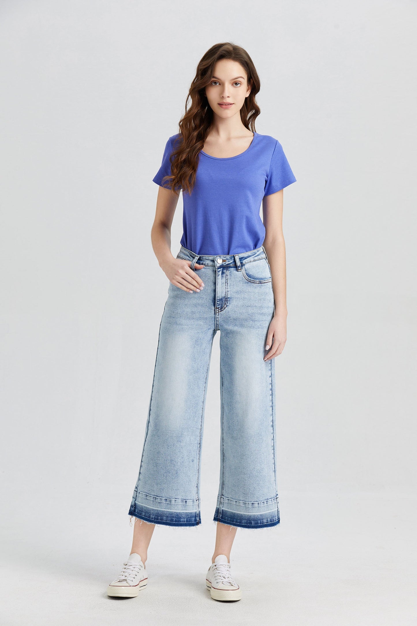 HIGH RISE WIDE LEG JEANS BYW8006-P by Bayeas