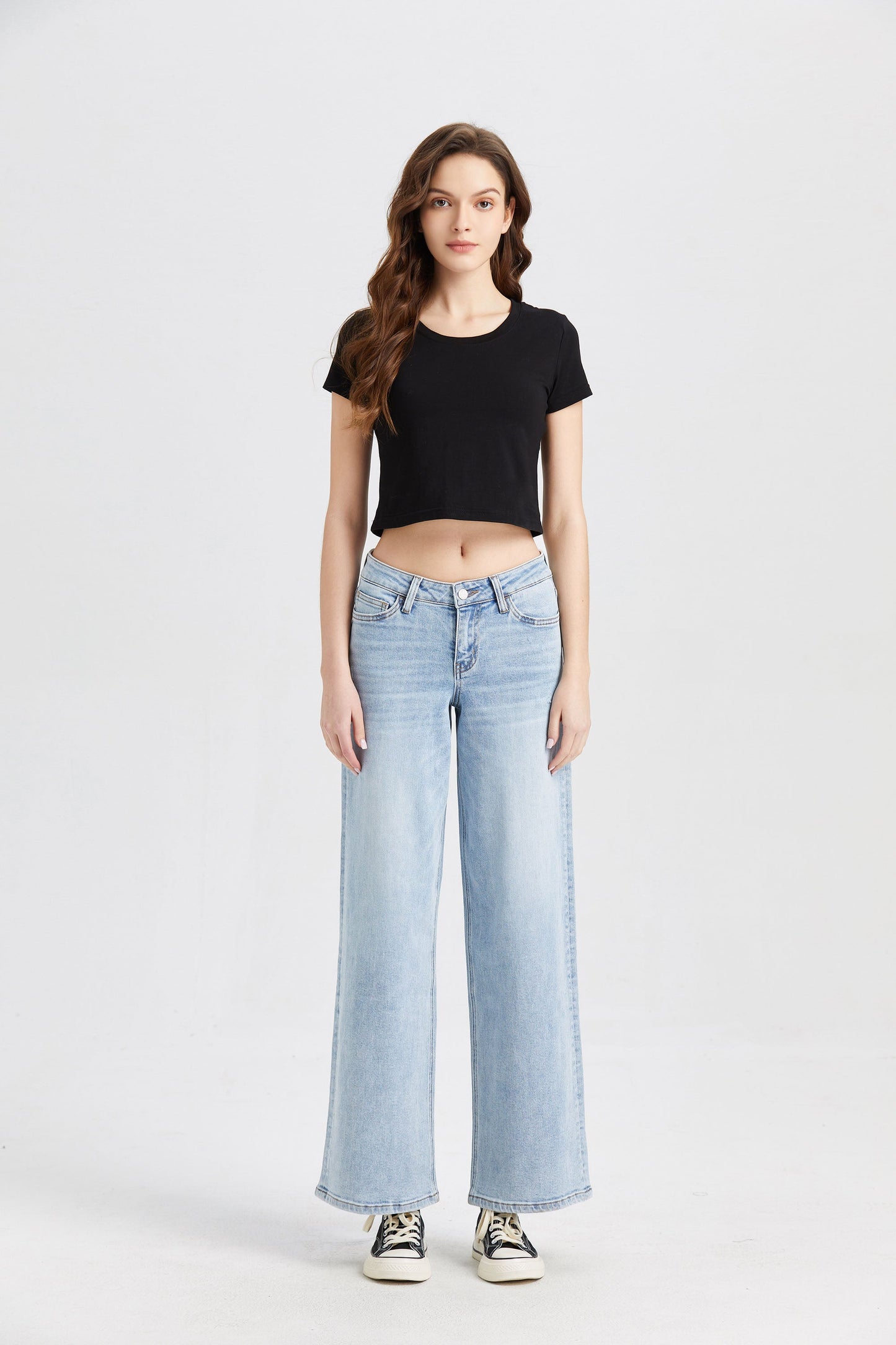 MID RISE WIDE LEG JEANS BYW8001 by Bayeas