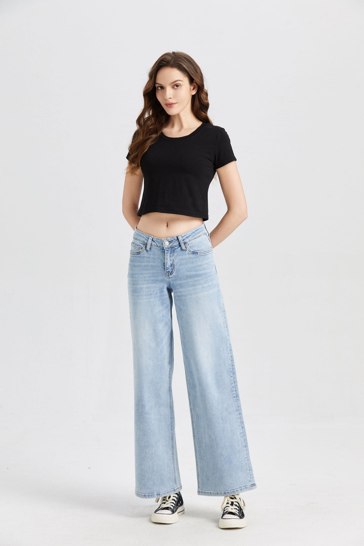 MID RISE WIDE LEG JEANS BYW8001 by Bayeas