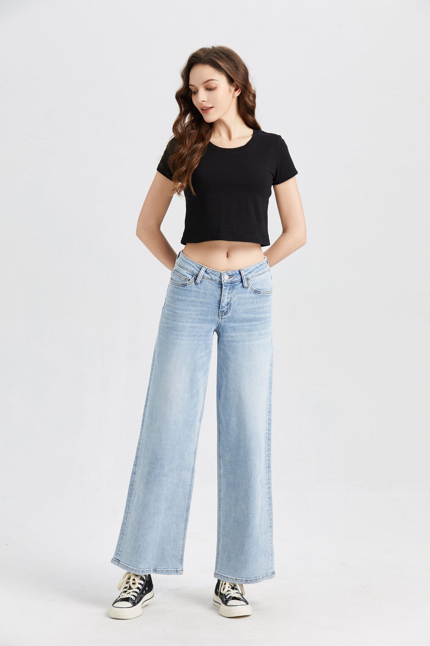 MID RISE WIDE LEG JEANS BYW8001 by Bayeas