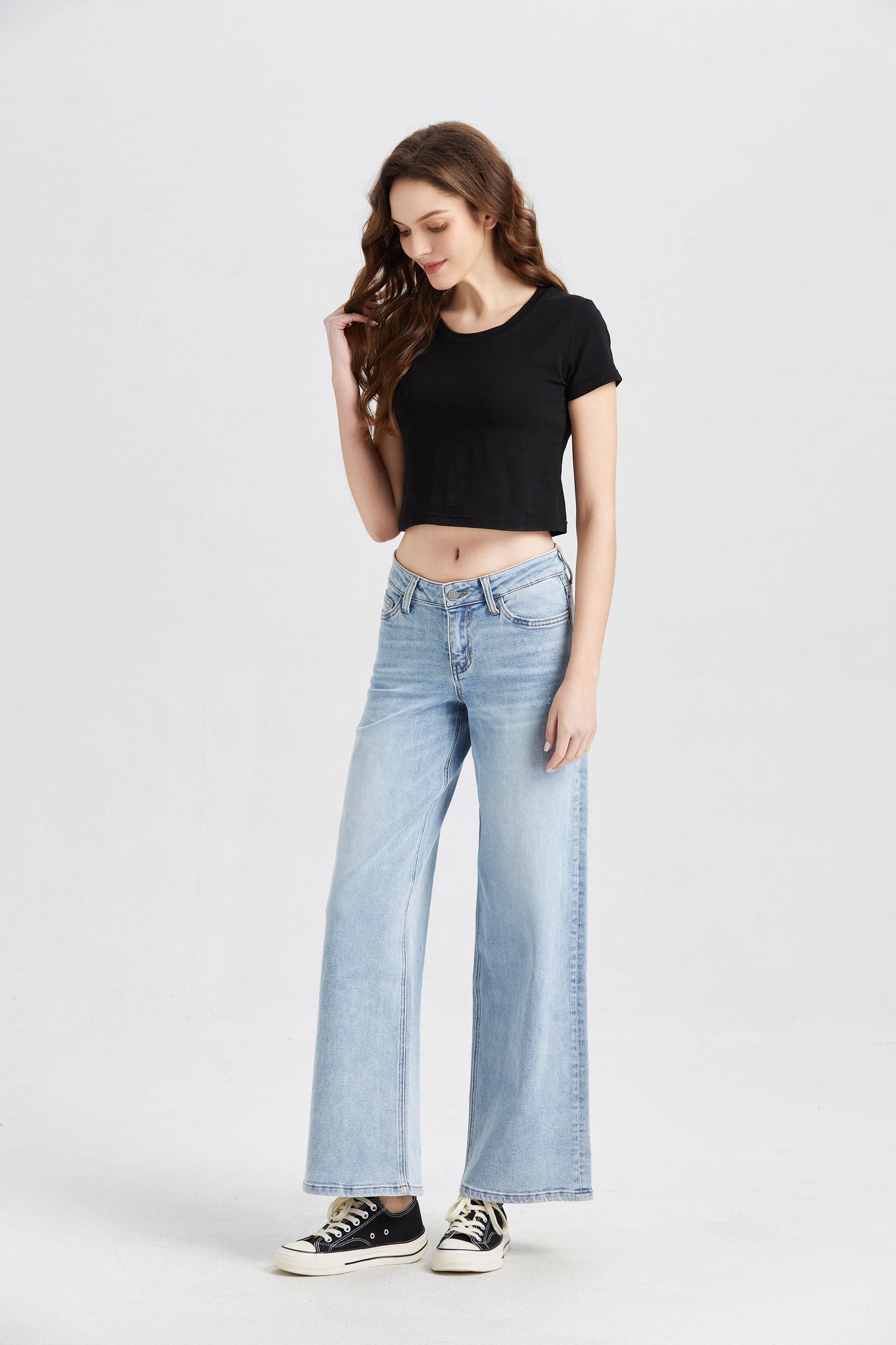 MID RISE WIDE LEG JEANS BYW8001 by Bayeas