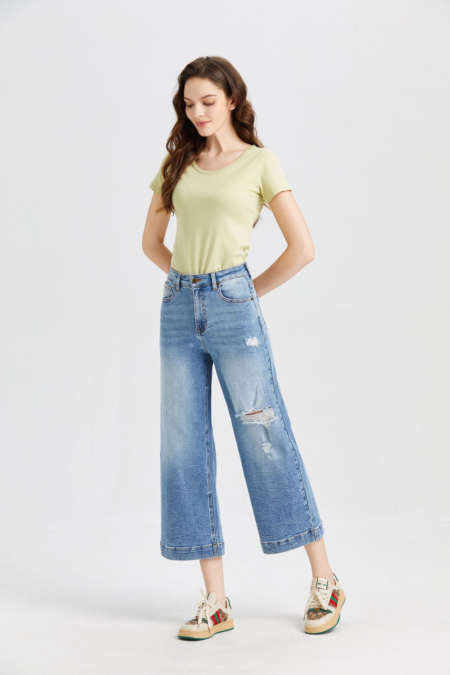 HIGH RISE WIDE LEG JEANS BYW8005 by Bayeas