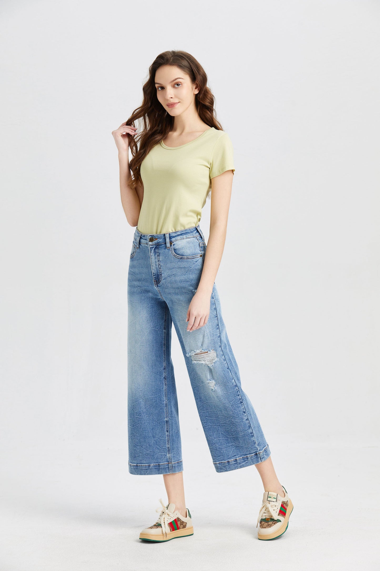 HIGH RISE WIDE LEG JEANS BYW8005 by Bayeas