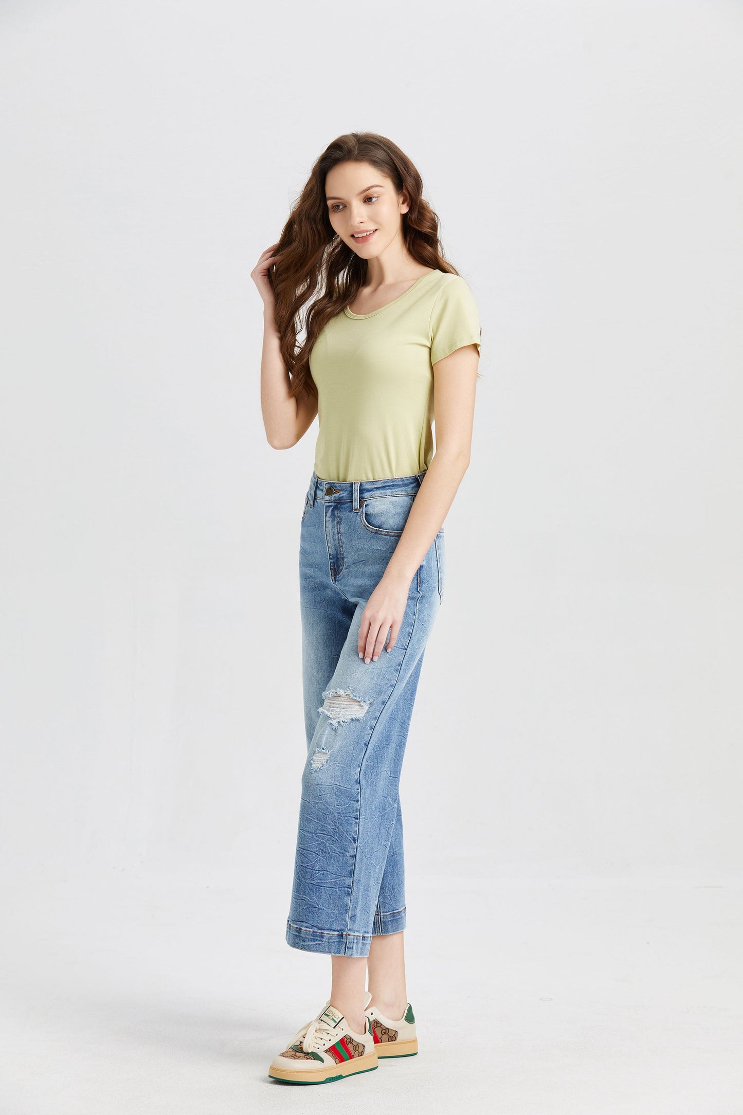 HIGH RISE WIDE LEG JEANS BYW8005 by Bayeas