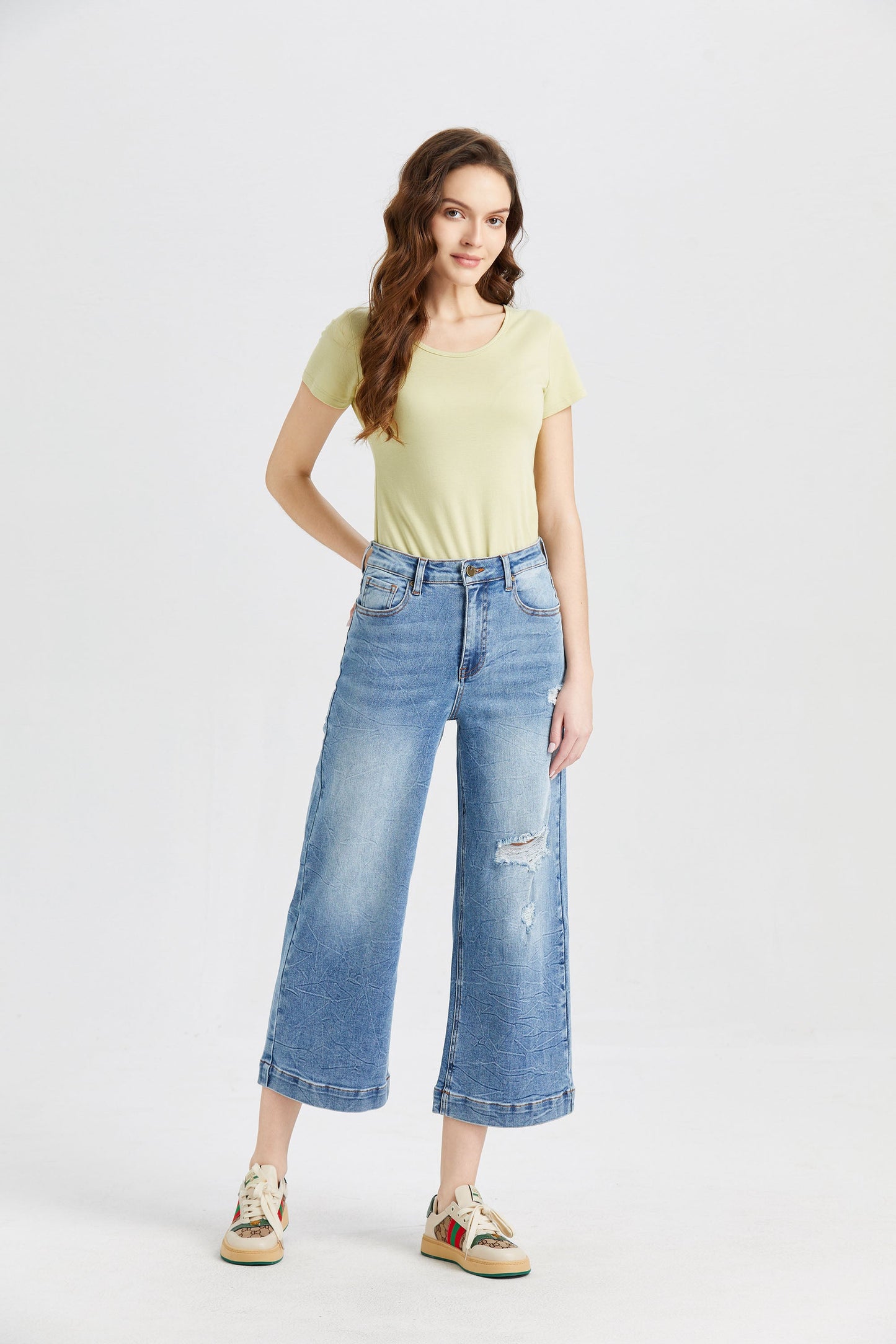 HIGH RISE WIDE LEG JEANS BYW8005 by Bayeas