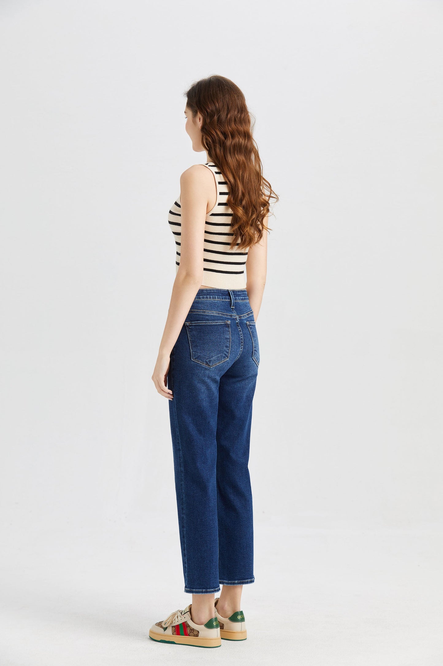 HIGH RISE STRAIGHT LEG JEANS BYT5015 by Bayeas