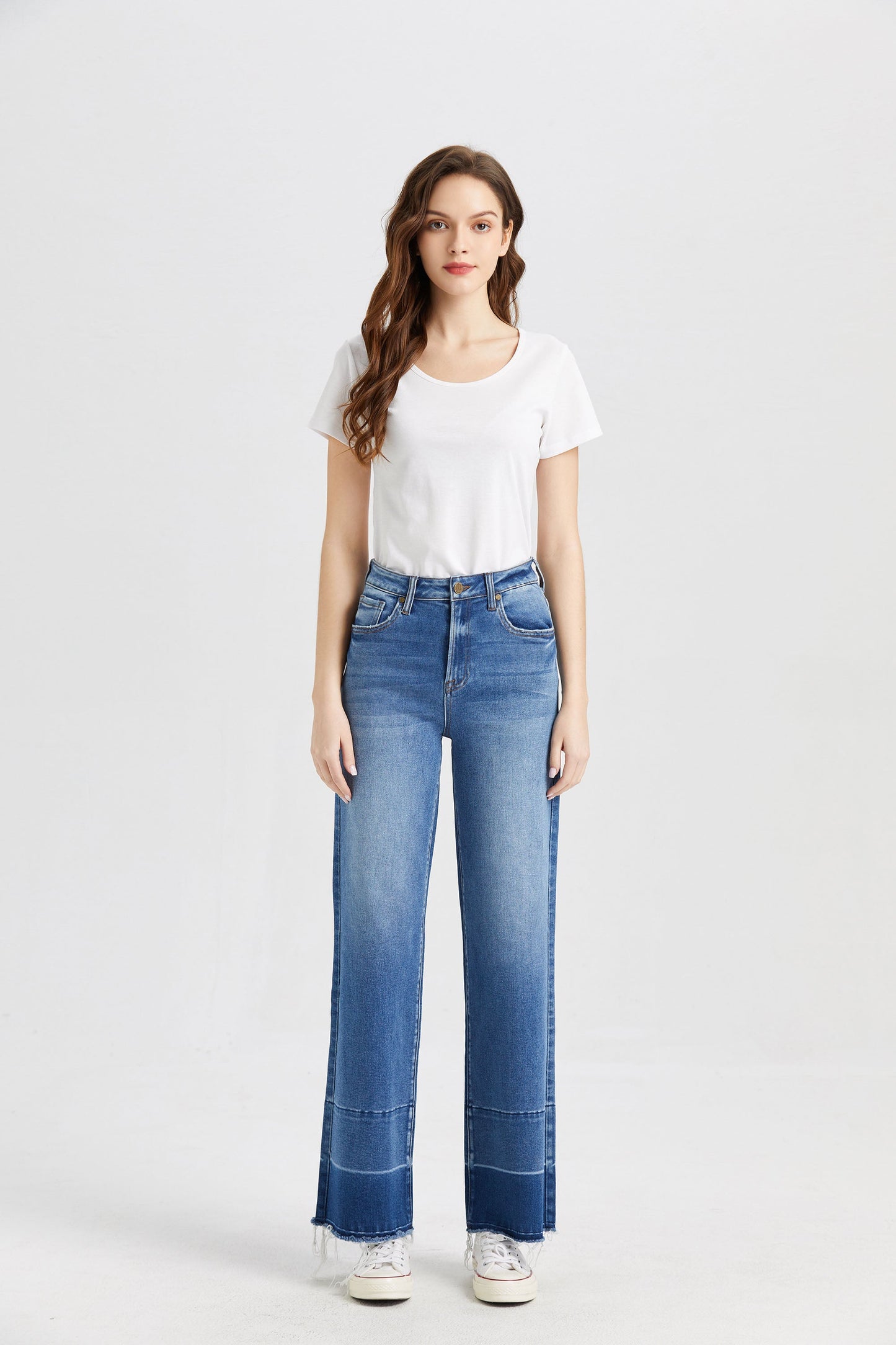 HIGH RISE WIDE LEG JEANS BYW8008 by Bayeas