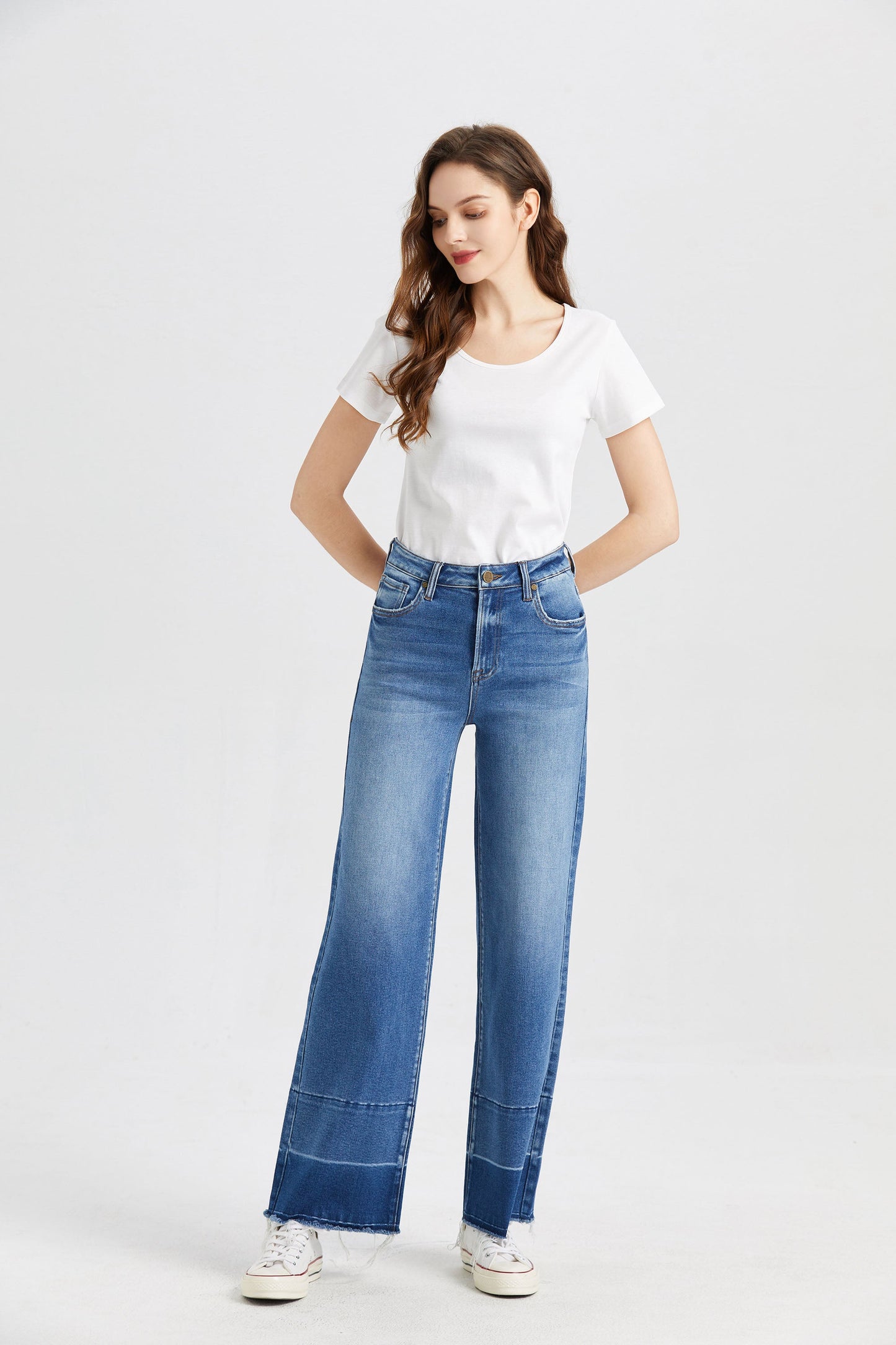 HIGH RISE WIDE LEG JEANS BYW8008 by Bayeas