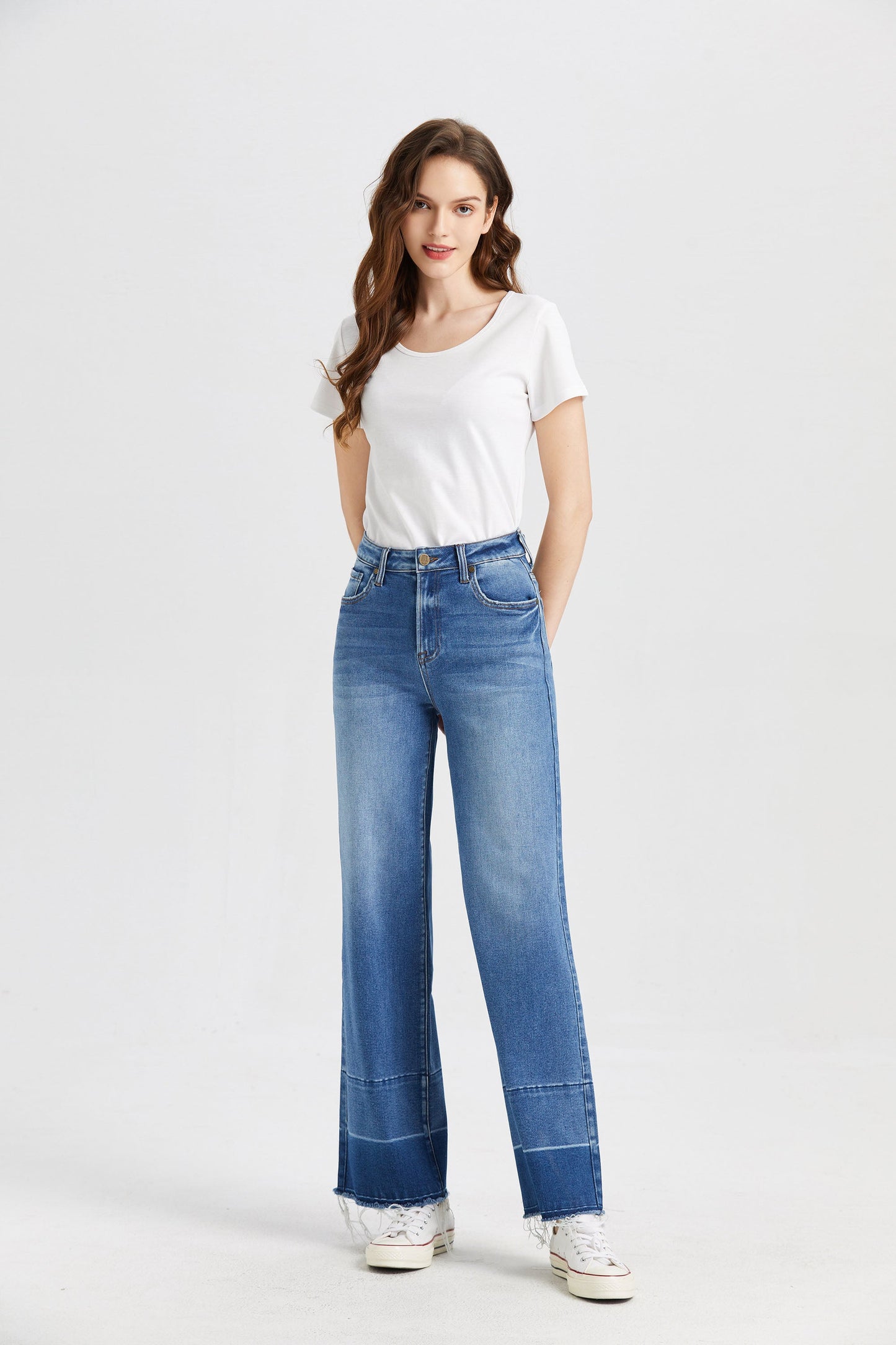 HIGH RISE WIDE LEG JEANS BYW8008 by Bayeas