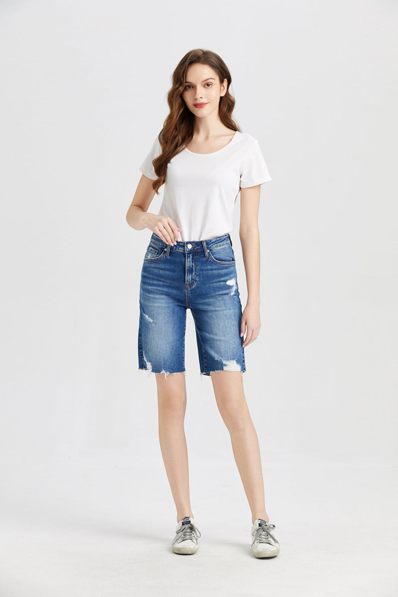 HIGH RISE DENIM SHORTS BYH6017-P by Bayeas